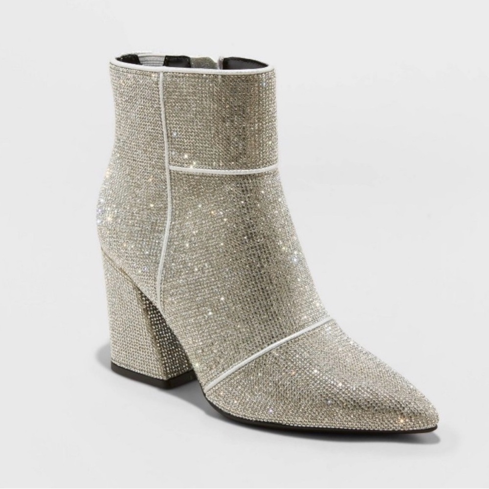 A New Day Sparkling Silver Ankle Booties